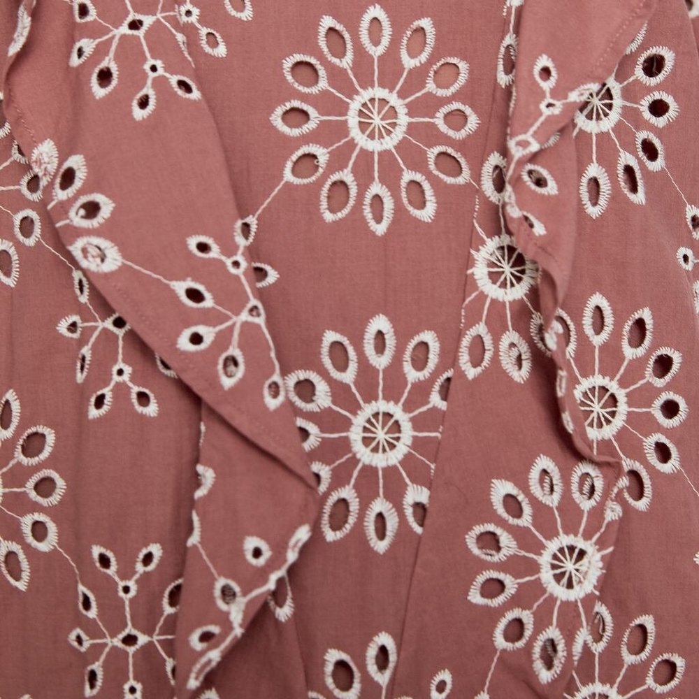 NWT Zara Marsala Embroidered Mini Eyelet Dress - Picture 7 of 8